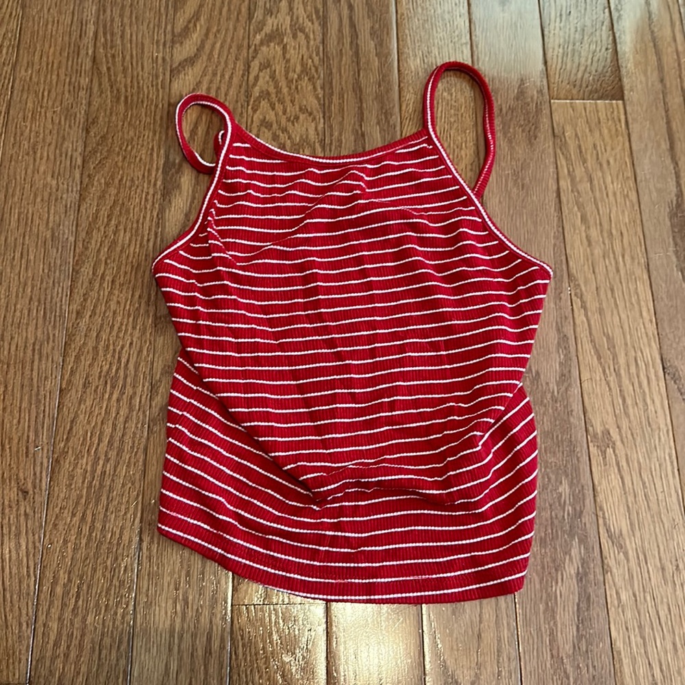 Red and White Crop Top